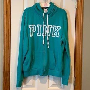 Teal Zip Up PINK Hoodie
